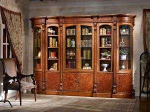 Warm Brown Rococo Bookcase Wall Unit  