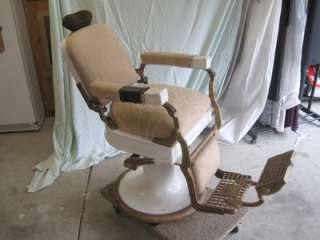 ANTIQUE KOKEN BARBERS, DENTIST, HYDRAULIC CHAIR EARLY 1900s PORCELAIN 