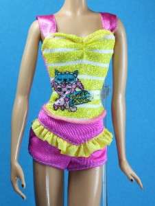 Pink Yellow Blue White Halter Shorts Pajama Outfit Barbie  