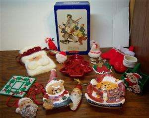   OF 16 CHRISTMAS DISHES ORNAMENTS HOLIDAY HOME DECOR TIN #8049  