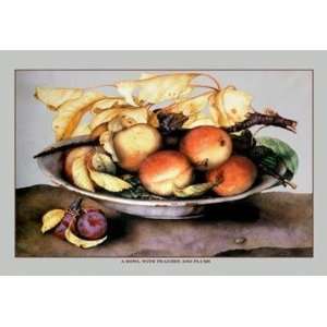 Exclusive By Buyenlarge A Bowl with Peaches and Plums 12x18 Giclee on 