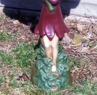 Whimsical Pixie/Fairy Hand Painted Birdbath Cast Iron  