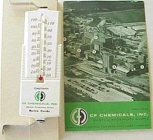 Vintage CF Farm Chemicals Thermometer Bartow Fl  