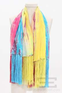 Basile 2pc Multicolor Silk Wool Floral & Tie Dye Print Scarf Set NEW 