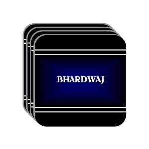 Personal Name Gift   BHARDWAJ Set of 4 Mini Mousepad Coasters (black 