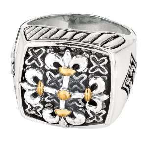 Phillip Gavriel 18K Gold & Silver Byzantine Filigree Cross Design Ring 