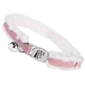 Savvy Tabby Pink Bonded Sherpa Fleece & Faux Suede Cat Collar 8 12 x 
