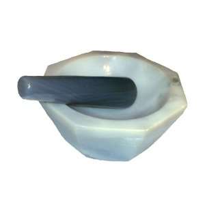  Agate Mortar and Pestle Sets; Octagonal; O.D 100mm; Thick 