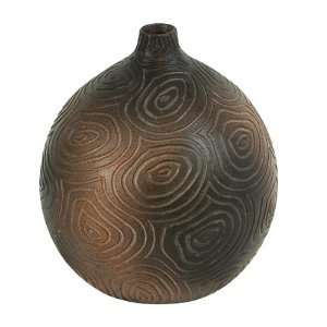  EXP Handcrafted Chocolate Brown Terracotta Vase   Swirl 