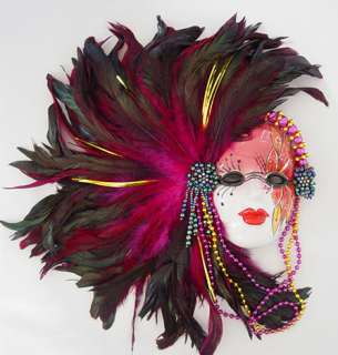 WILD ROSE CERAMIC MASK Mardi Gras Mask FEATHER LADY  