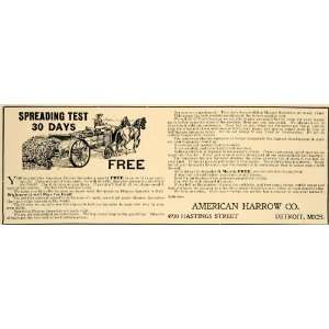  1906 Ad American Harrow Company Manurer Spreader Wagon 