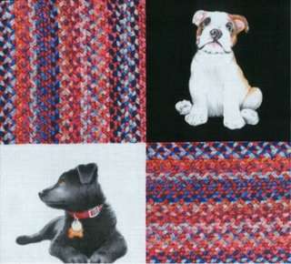 PUPPY DOG BLOCKS PANEL squares fabric RARE  