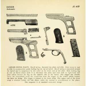  1948 Print .32 ACP Jaeger Automatic Pistol Parts Gun 