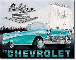 Chevrolet 1957 Bel Air Drive In Theater Tin Metal Sign  