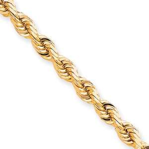   7mm, 10 Karat Yellow Gold, Diamond Cut Rope Chain   20 inch Jewelry