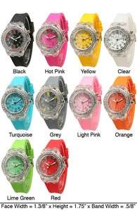   * Iadies Light Up Watches CZ Small Face Silicone Rubber Band Designer