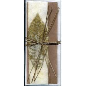 Elegant Handmade Greeting Card Real Leaf Imprint & Glitter on Handmade 