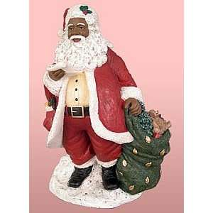   Santa With The List (Red)   Black Santa Claus Figurine