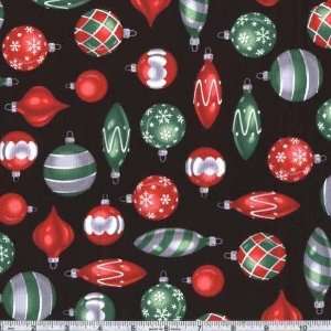   Christmas Ornaments Black Fabric By The Yard Arts, Crafts & Sewing
