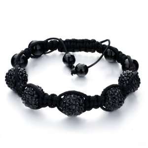  Black Disco Ball Rhinestone Adjustable Bracelet Gift For 