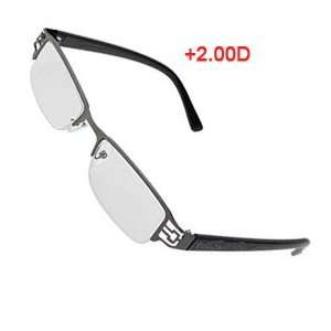  Black Half Frame Presbyopic Reading Eyeglasses +2.00D 