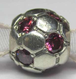 AUTHENTIC PANDORA SOCCER BALL with RED CUBIC ZIRCONIA CZ #790444CZR 
