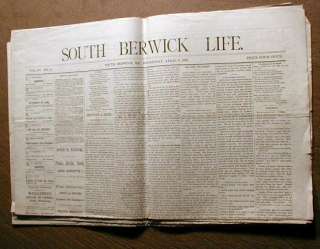 1891 SOUTH BERWICK Maine newspapers 120 years old  