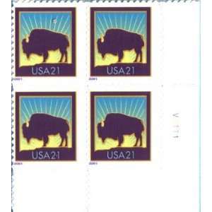  2001 BISON #3468 Plate Block 4 x 21 cents US Postage 