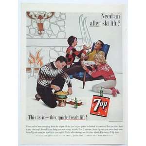  1962 7 Up Soda After Ski Lift Print Ad