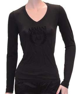 New $205 Armani Jeans Womens Top Blouse Shirt Black Size 42 M NWT 1878 