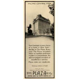  1940 Ad Plaza Hotel Lodgings Architecture New York Central Park 
