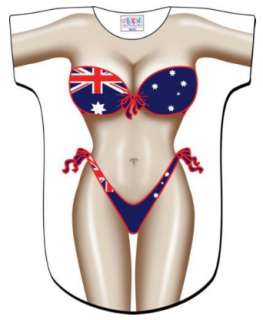 Womens Adult Australia Flag Swimsuit Bikini Cover Up Costume T Shirt 