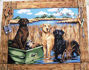 LAB DOG Fabric panel DOGS LIFE QUILT TOP WALLHANGING  