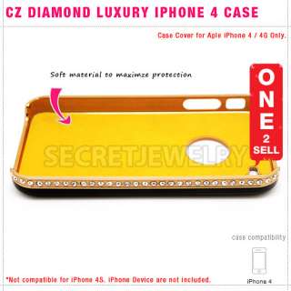 CZ Diamond Chrome Aluminum Metal Skin Hard Back Case Cover for iPhone 