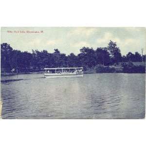   Vintage Postcard Boating on Miller Park Lake   Bloomington Illinois