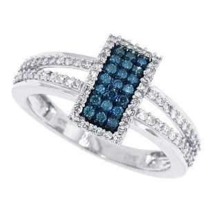  0.50ctTW Blue Diamond Right Hand Cocktail Ring in 14Kt 