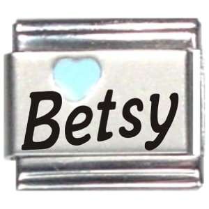  Betsy Light Blue Heart Laser Name Italian Charm Link 