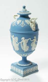 Wedgwood Blue Jasper Ware Dancing Hours Vase Victorian Antique c.1850 