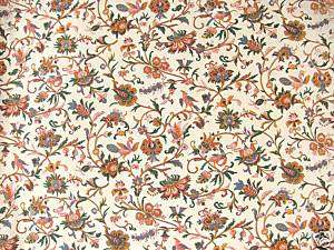 Vintage French fabric Indienne cotton textile ~  