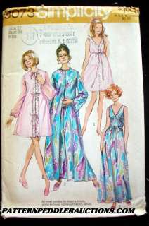 SEXY 70s PEIGNOIR NEGLIGEE NIGHTGOWN Fabric Pattern 34b  