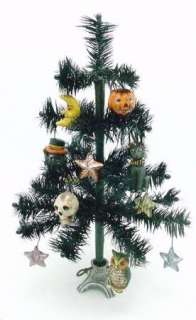 12 BLACK FEATHER HALLOWEEN TREE with CAST IRON BASE  