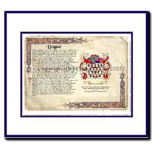  Bogue Coat of Arms/ Family History Wood Framed