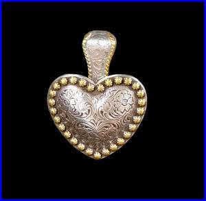 Western Decor Cowgirl Gold Berry Heart Concho Pendant  