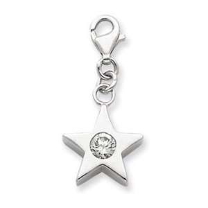  Sterling Silver April CZ Birthstone Star Charm Jewelry