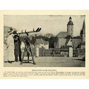  1911 Print Switzerland Telescope Station for Two Scenes 