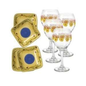    Pistoulet Set of 4 Wine Glasses & 4 Tapas Plates
