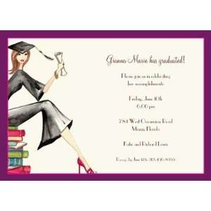   Books, Custom Personalized Her Graduation Invitation, by Bonnie Marcus