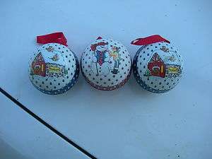 METAL FILLABLE CHRISTMAS BALL ORNAMENTS SET OF 3 MADE IN ENGLAND 