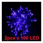 2pcs 10M 100 LED Blue Connectabl​e Decorative Christmas 