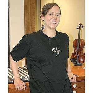   Medium Black T Shirt with Bass Clef Design Musical Instruments
